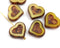 14mm Ocher Yellow Heart, Picasso czech glass beads, table cut - 6Pc
