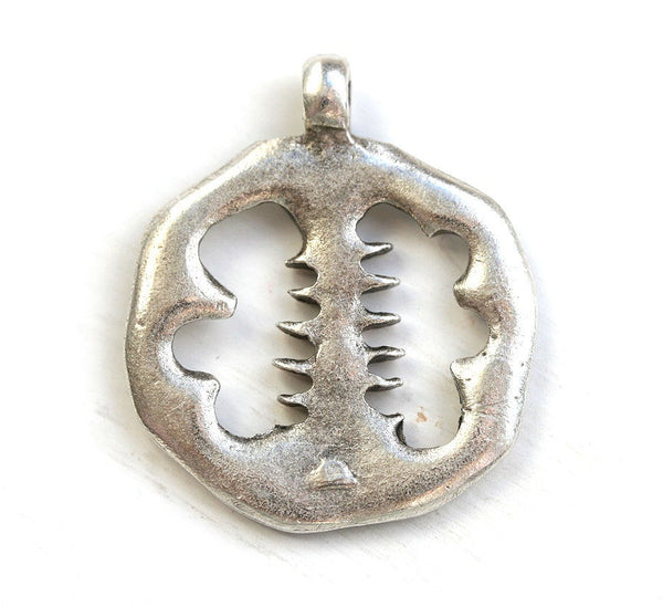 Fish bone pendant Antique Silver