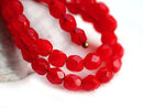 4mm Opal red czech glass faceted beads, fire polished spacers - 50Pc