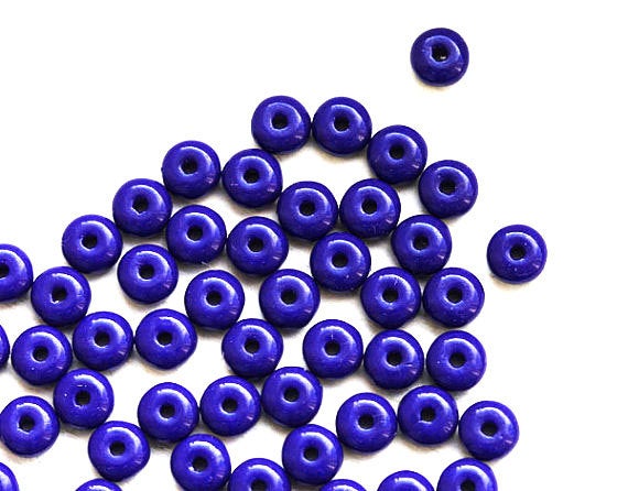 4mm Navy blue czech glass rondelle bead spacers - about 130pc