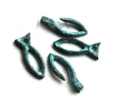 2 sets Hook and eye fish clasp green Patina on copper