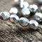 7mm Silver coated Czech glass Fire Polished faceted beads 15Pc
