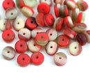 6x3mm Mixed Red Rondelle beads pressed czech glass spacers - 40Pc