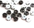 Black Silver Rondelle beads, fire polished czech glass faceted spacers