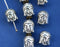 6pc Buddha face metal beads, Tibetan style Antique Silver