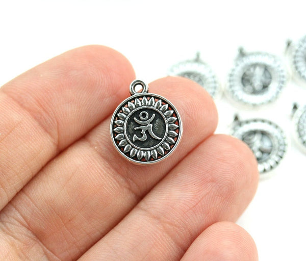 10pc Antique Silver Ohm charms, Tibetan Style Alloy