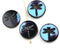 4pc Dark Blue Dragonfly beads Picasso finish Czech glass - 17mm