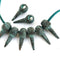 8pc Copper spike charms Green Patina 2mm hole