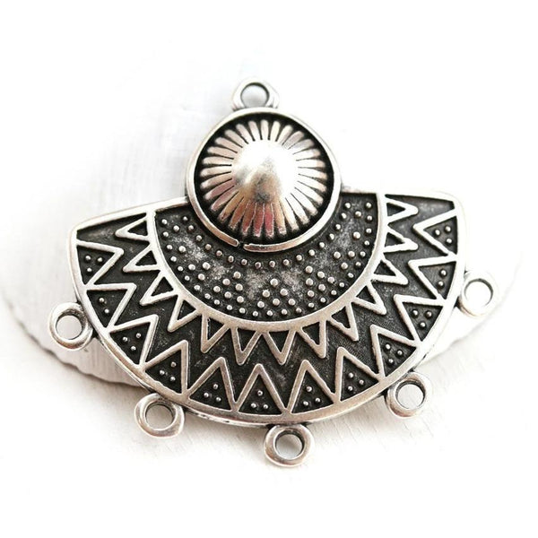 Antique silver ethnic pendant connector