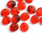 14x12mm Light Red Czech glass oval beads, black stripes - 15Pc