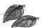 2pc Black Filigree Leaf charms, Thin Laser cut stamping