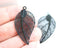 2pc Black Filigree Leaf charms, Thin Laser cut stamping