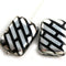 20x15mm Puffy rectangle large beads pair, Black and Silver Lines pattern 2pc