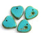 17mm Turquoise Green Heart Czech glass beads with flower - 4pc