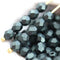 4mm Dark Green glass beads, Metallic Suede czech beads - 50Pc