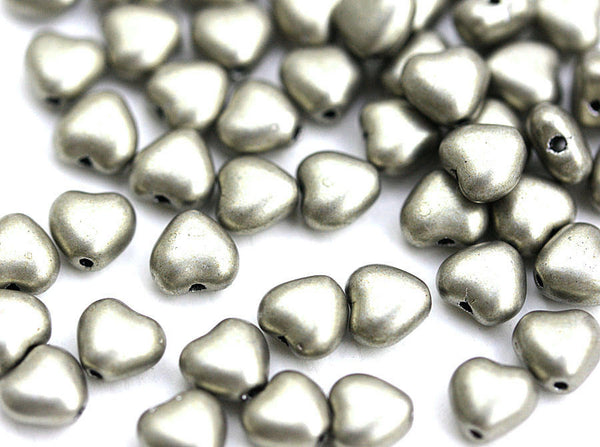 6mm Light bronze Heart, Metallic light yellow coated beads - 50pc