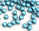 6mm Metallic Blue coated Heart, Czech Glass pressed beads - 50pc