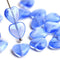 10mm Mixed Blue Heart, Opal Blue White czech glass beads - 20Pc