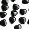 8mm Black heart beads, Jet black czech glass pressed beads 40Pc