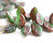 12x7mm Mixed Rustic Green Leaf beads Green Brown leaves - 25Pc