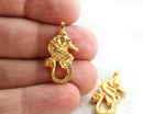 2pc Golden tone Seahorse charms 24mm