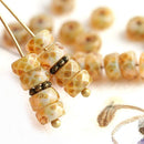 6x3mm Opal Beige Picasso Rondelle glass beads, fire polished - 25Pc