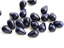 20pc Dark Opaque Blue teardrops, Czech Glass Blue drop beads - 6x9mm