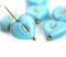 14mm Sky Blue Golden wash puffy Heart Czech glass beads - 6pc