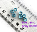 6mm Pony beads mix in Blue, Red, White, Czech glass Roller beads, 2mm hole - 50pc
