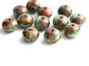 6x8mm Turquoise green and Brown czech glass rondelle beads - 12Pc