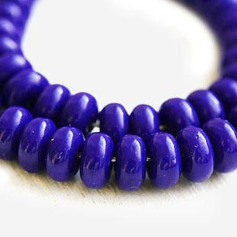 4x2mm Dark blue czech glass bead rondelle spacers - approx. 130pc