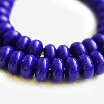 4mm Navy blue czech glass rondelle bead spacers - about 130pc