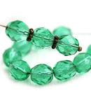 8mm Transparent green Czech glass beads fire polished faceted beads - 15Pc