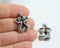 2pc Two mermaids charm Antique Silver 22mm