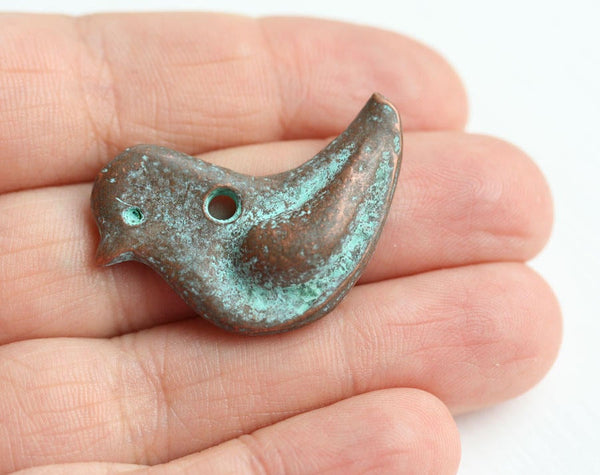 Bird pendant Green Patina on copper
