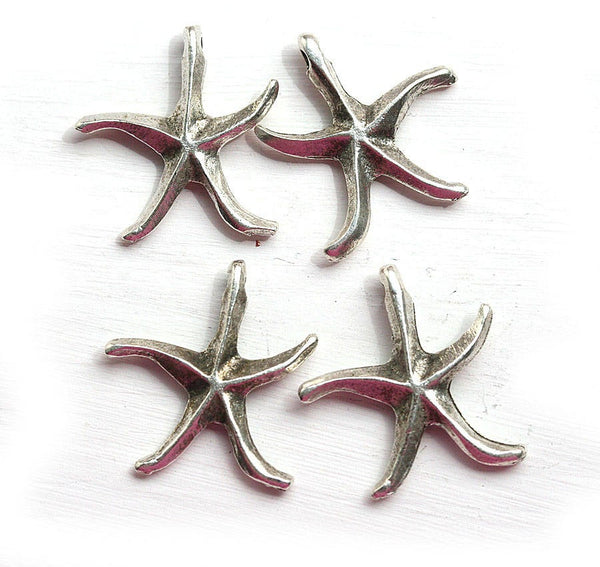 4pc Antique Silver Starfish charms