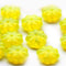 9mm Lemon Yellow Flower czech glass rondelle beads, Opal Yellow floral beads - 20pc