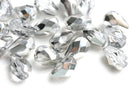 10pc Silver pear beads, teardrop faceted czech glass beads - 10x7mm