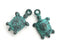 2pc Turtle charms, Green patina 25mm