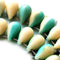 20pc Turquoise green and Beige Teardrop beads, czech glass - 6x9mm