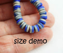 80pc Blue gray Rondelle beads, pressed czech glass spacers - 6x3mm