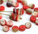 6x3mm Mixed Red Rondelle beads pressed czech glass spacers - 40Pc