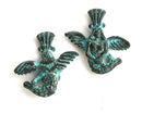 2pc Mermaid with wings Green patina on copper charms