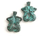2pc Two Mermaids charms, Green patina Copper