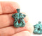 2pc Two Mermaids charms, Green patina Copper