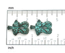 2pc Two Mermaids charms, Green patina Copper