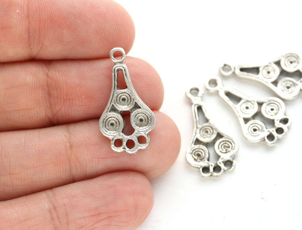 4pc Antique silver Teardrop connectors 3 loops