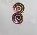 8pc Dark Purple Spiral Round beads, Glass shells - 13mm