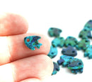 20pc Ceramic Fish charm beads Ocean Blue Green 10mm