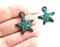 2pc Copper Seastar charm, green patina, Starfish 25mm
